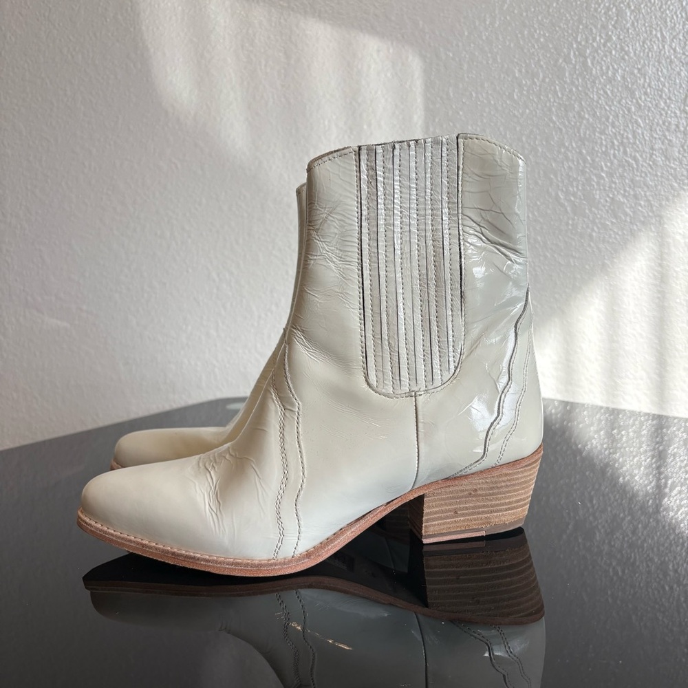Free People Chelsea Cream Ankle Booties with Western Flair